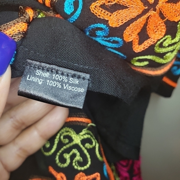 Hemant & Nandita 100% Silk Multicolored Embroidered Coastland Tunic Dress - Picture 8 of 8